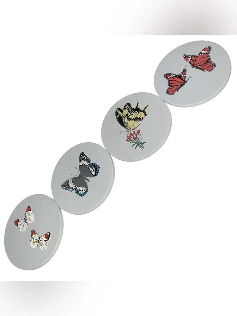 Vintage CoasterStone Butterfly Sandstone Coasters Set of 4 Box Hindostone